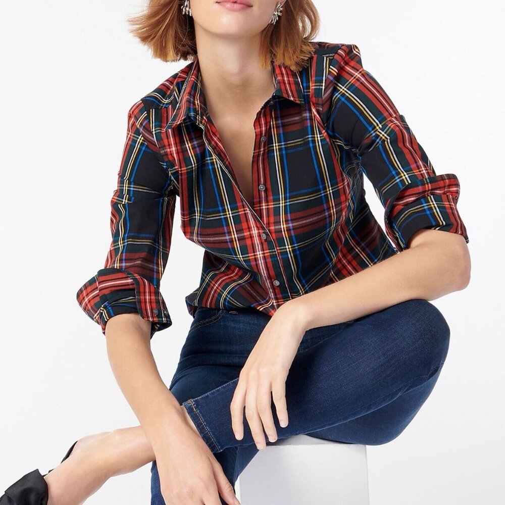 J. Crew Perfect shirt in Stewart plaid  Sz 0